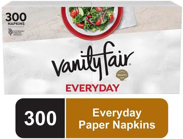 Main image of Vanity Fair Everyday 6.5 in x 6.35 in 2-Ply White Napkins (300 Count)