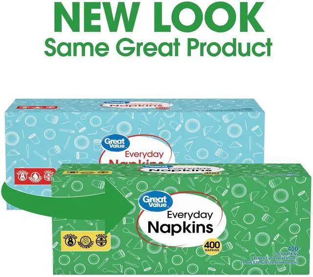 Alt view image 6 of 7 - Great Value Everyday Paper Napkins, White, 400 Count, 1-Ply Disposable