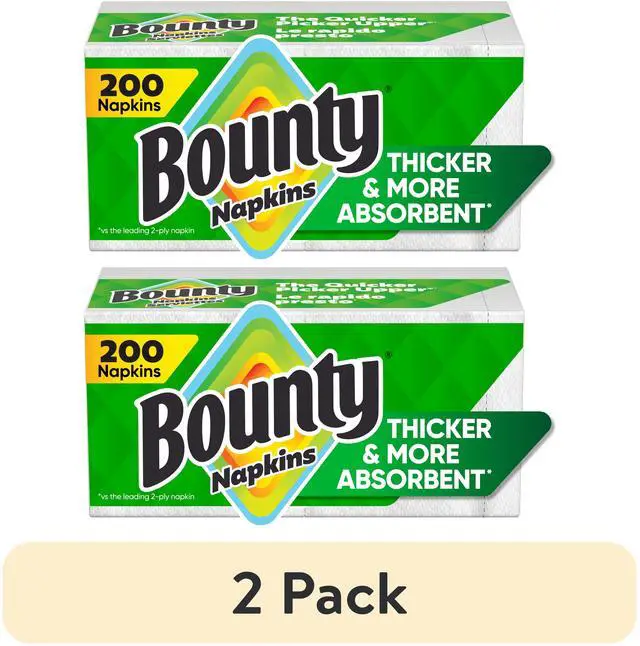 Main image of (2 pack) Bounty Paper Napkins, White, 200 Count