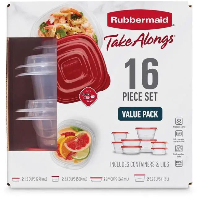 Alt view image 3 of 7 - Rubbermaid TakeAlongs Food Storage Containers, 16 Piece Set