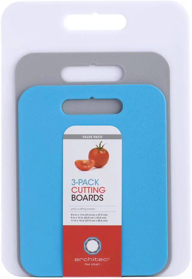 Alt view image 4 of 5 - Architec 3-Piece Poly Reversible Cutting Boards Set, Assorted Sizes, Blue