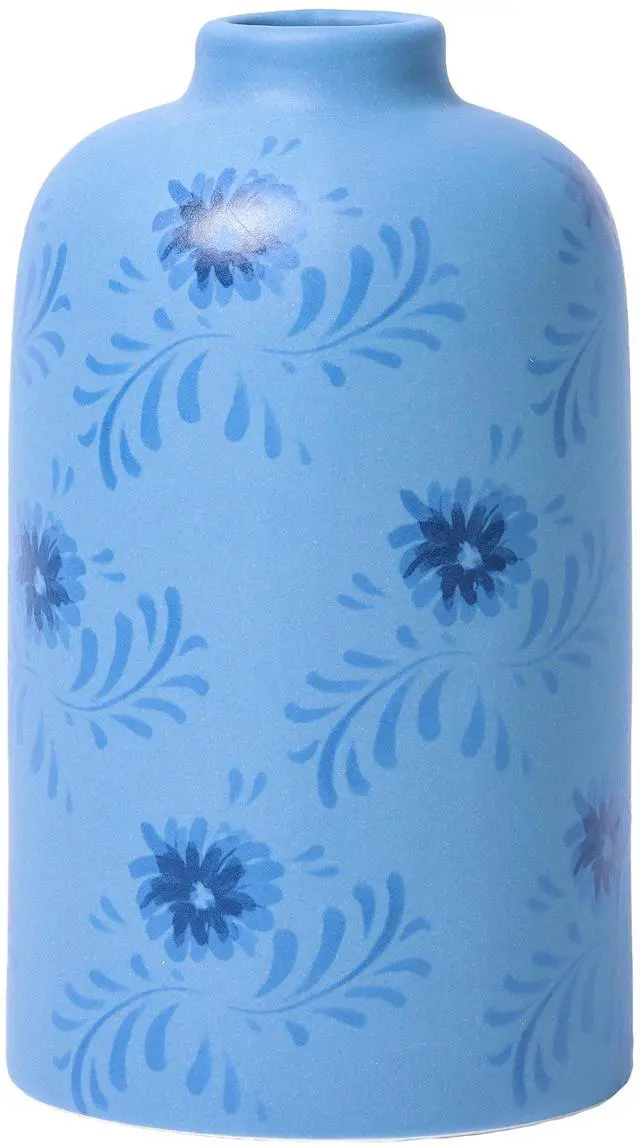 Alt view image 5 of 7 - Mainstays By Becky G. & Alejandra Small 6.38" Blue Flower Decorative Ceramic Vase