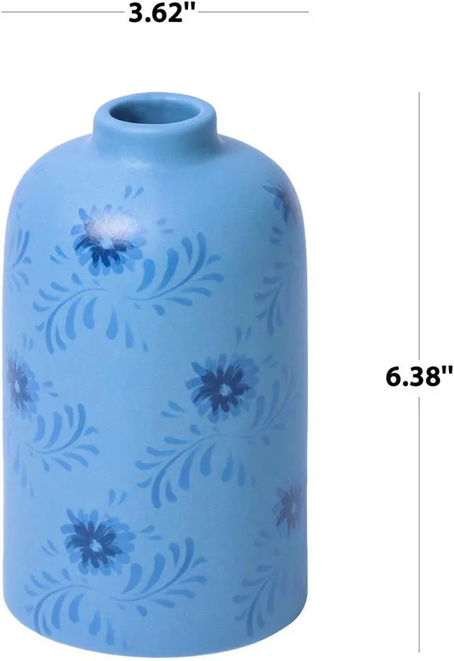 Alt view image 2 of 7 - Mainstays By Becky G. & Alejandra Small 6.38" Blue Flower Decorative Ceramic Vase