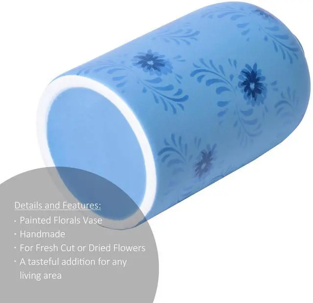 Alt view image 7 of 7 - Mainstays By Becky G. & Alejandra Small 6.38" Blue Flower Decorative Ceramic Vase