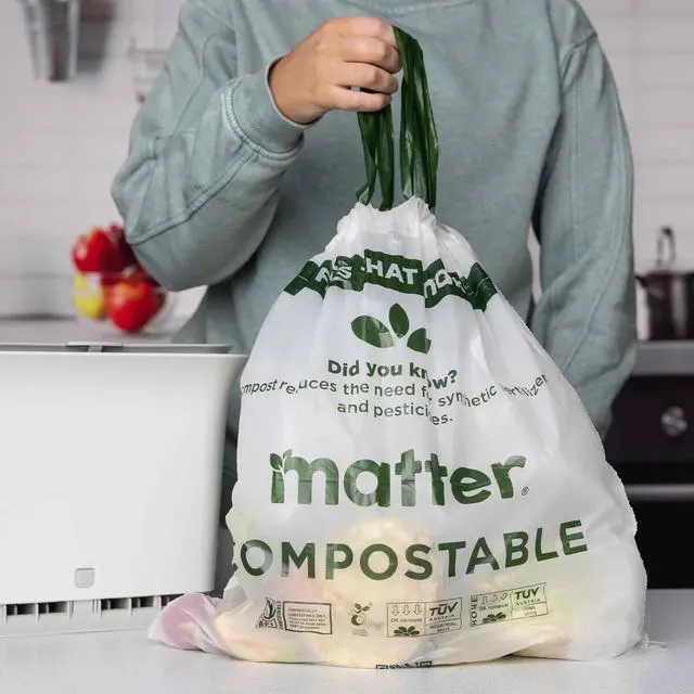 Alt view image 3 of 6 - Matter Compostable 3-Gallon Drawstring Food Scrap Bags, 20 Count
