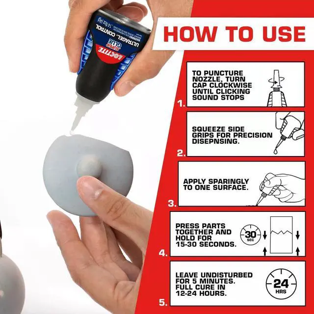 Alt view image 3 of 6 - Loctite Super Glue Ultra Gel Control, Pack of 1, Clear 0.14 fl oz Bottle