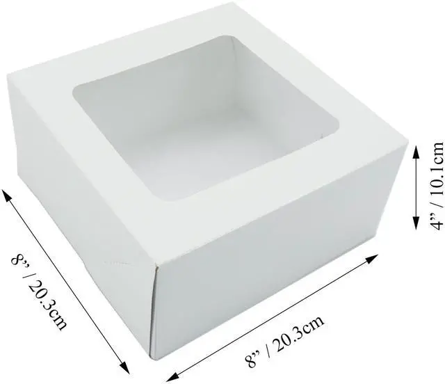 Alt view image 4 of 5 - 8" x 8" x 4" White Cake Box with Windows, 3 Count, by Way To Celebrate