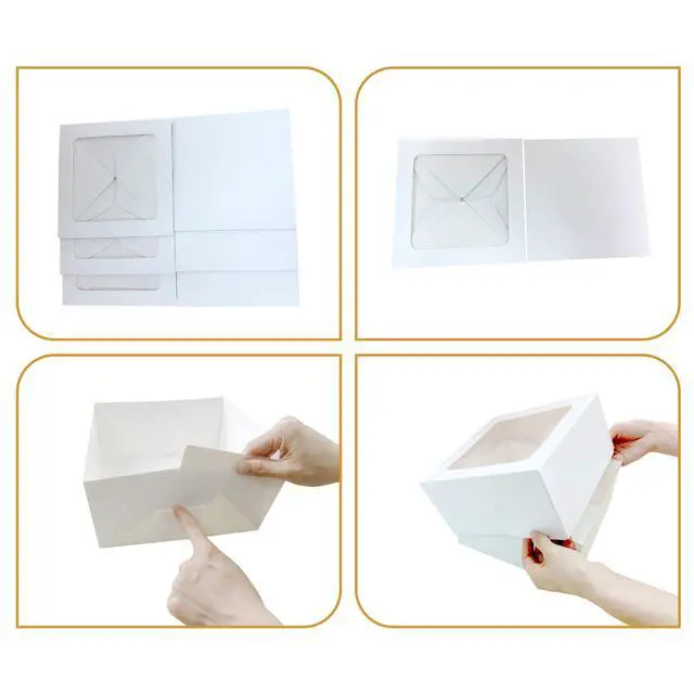Alt view image 5 of 5 - 8" x 8" x 4" White Cake Box with Windows, 3 Count, by Way To Celebrate