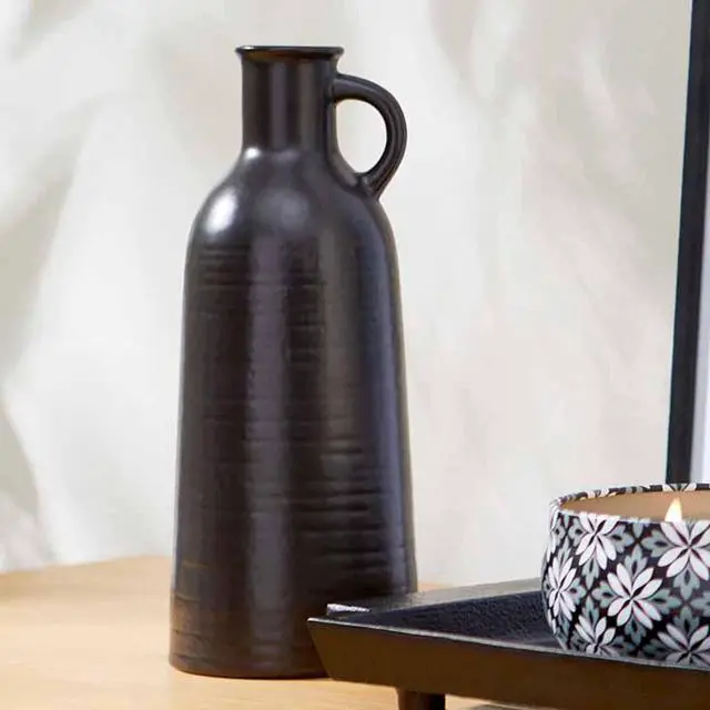 Alt view image 4 of 5 - Better Homes & Gardens 8" Black Ceramic Jug Vase