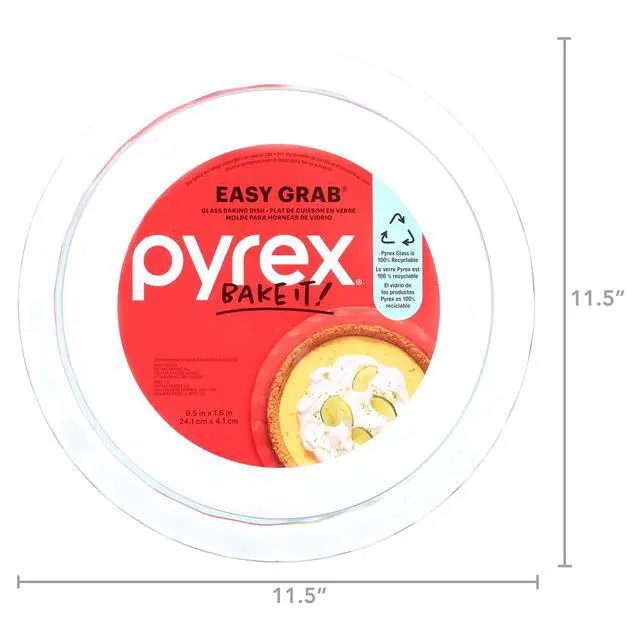 Alt view image 2 of 6 - Glass Pie Plate 9.5", Pyrex®, Easy Grab, 1 Piece