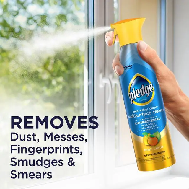 Alt view image 2 of 5 - Pledge® Everyday Cleaner Multi Surface Antibacterial Cleaner, Aerosol, Fresh Citrus, 9.7 oz