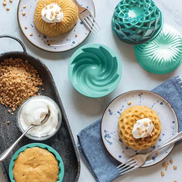 Alt view image 3 of 5 - Nordic Ware Micro Bundt Pans, Microwave Safe Plastic, Blue, 2 Pans, 4.4" x 4.4" x 1.9"