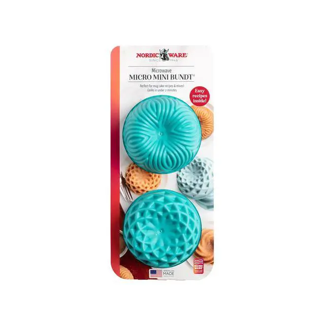 Alt view image 5 of 5 - Nordic Ware Micro Bundt Pans, Microwave Safe Plastic, Blue, 2 Pans, 4.4" x 4.4" x 1.9"