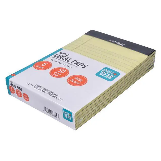 Alt view image 4 of 7 - Pen+Gear Wide Ruled Junior Legal Pads, 5" x 8", Canary Paper, 50 Sheets Each, 100 Pages, 6 Pack