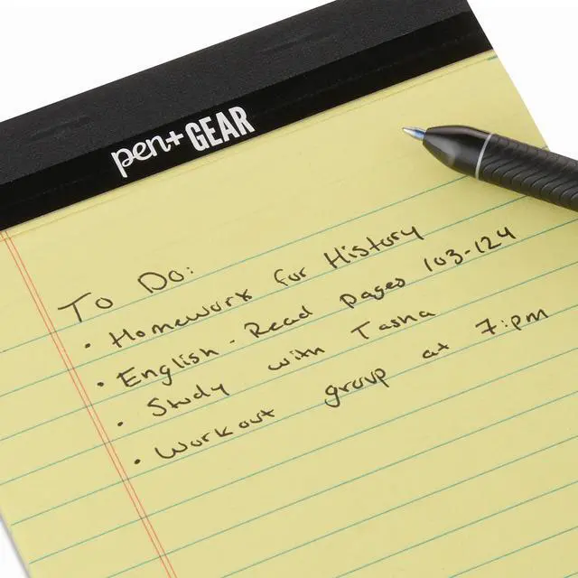 Alt view image 2 of 7 - Pen+Gear Wide Ruled Junior Legal Pads, 5" x 8", Canary Paper, 50 Sheets Each, 100 Pages, 6 Pack