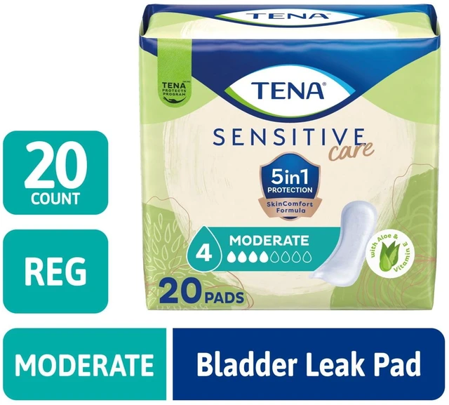 Main image of TENA Sensitive Care Moderate Absorbency Incontinence Pads for Women, 20 ct