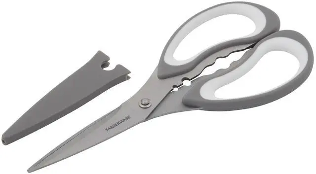 Main image of Farberware All Purpose Scissors with Blade Cover and Soft Grip Handles and Razor Sharp Blades, Gray