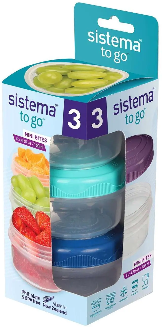 Alt view image 4 of 6 - Sistema To Go Round Mini Bites 3-Pack (Colors May Vary)