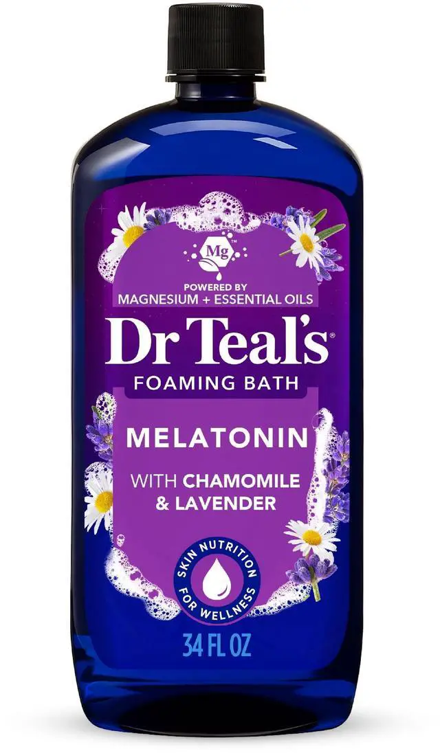 Main image of Dr Teal's Foaming Bath, Sleep Bath with Melatonin, Lavender & Chamomile Essential Oils, 34 fl oz.