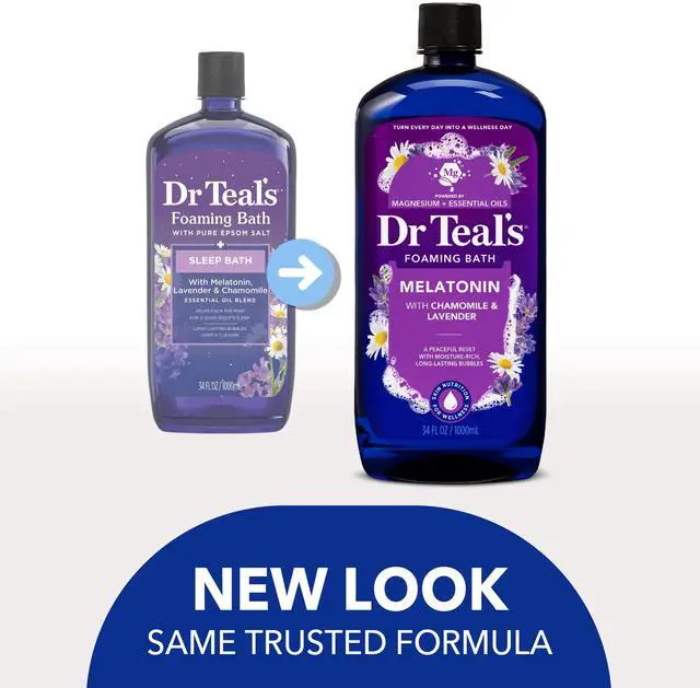 Alt view image 5 of 6 - Dr Teal's Foaming Bath, Sleep Bath with Melatonin, Lavender & Chamomile Essential Oils, 34 fl oz.