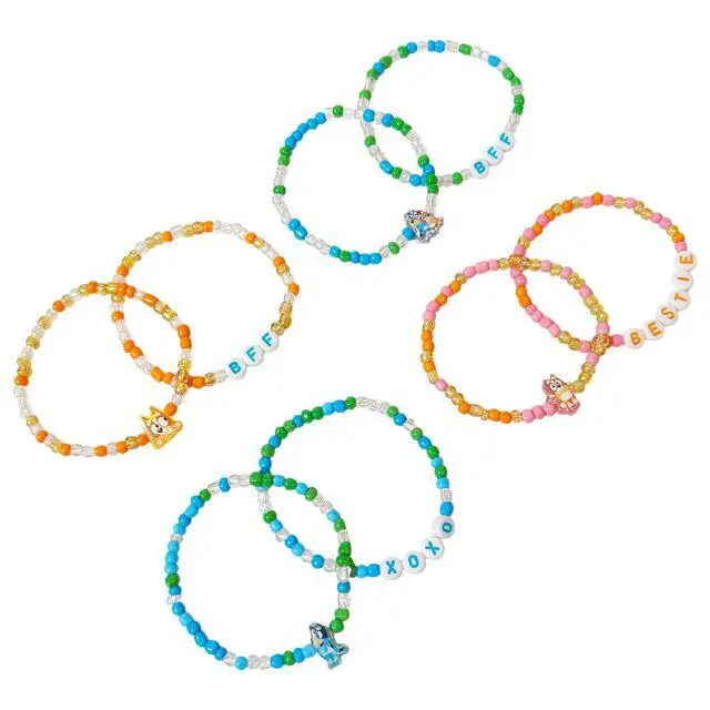 Alt view image 5 of 5 - Bluey BFF Beaded Bracelets Set, 8 Unique Designs for Kids, Stretch Bands