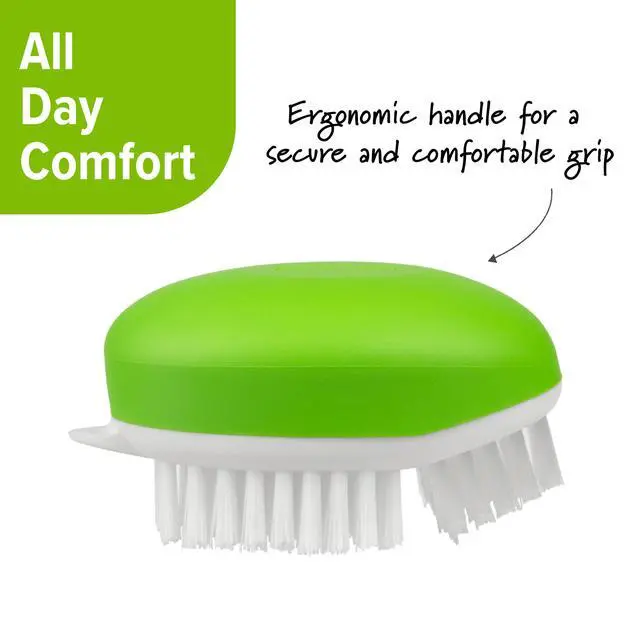Alt view image 4 of 5 - Prep Solutions Fruit & Veggie Cleaning Palm Style Green Brush