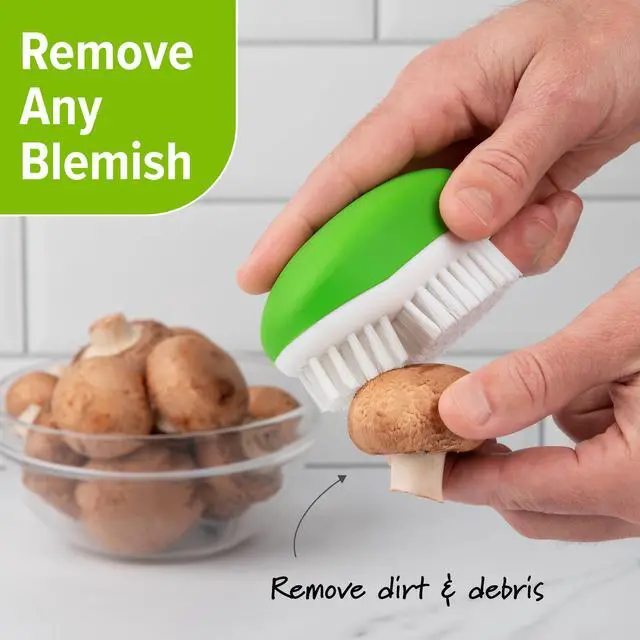 Alt view image 3 of 5 - Prep Solutions Fruit & Veggie Cleaning Palm Style Green Brush