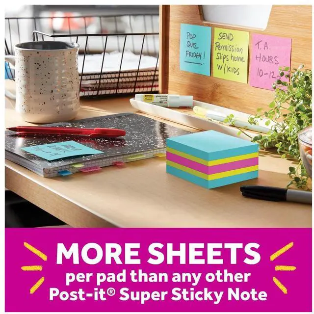 Alt view image 5 of 6 - Post-it Super Sticky Notes Cube, 3 in x 3 in, Bright Colors, 1 Cube