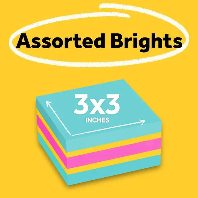 Alt view image 3 of 6 - Post-it Super Sticky Notes Cube, 3 in x 3 in, Bright Colors, 1 Cube