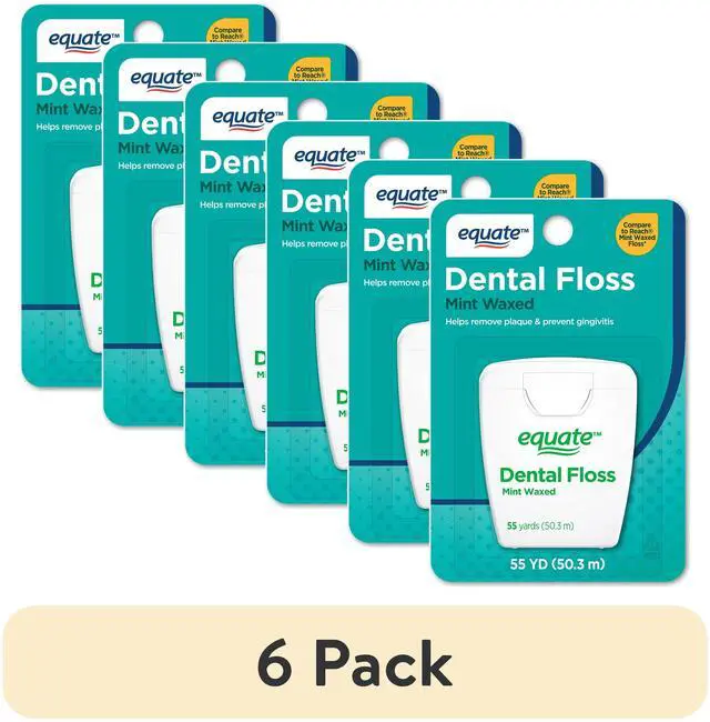 Main image of (6 pack) Equate Nylon Dental Floss, Mint Waxed, 55 yds