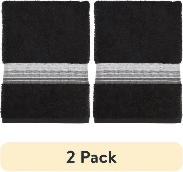 Main image of (2 pack) Mainstays Basic Bath Towel, 100% Cotton, Black, 27 in x 52 in