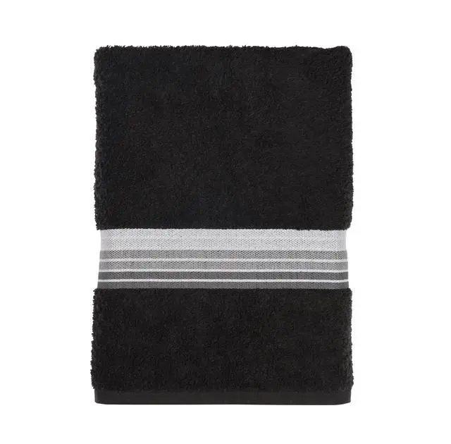 Alt view image 4 of 5 - (2 pack) Mainstays Basic Bath Towel, 100% Cotton, Black, 27 in x 52 in