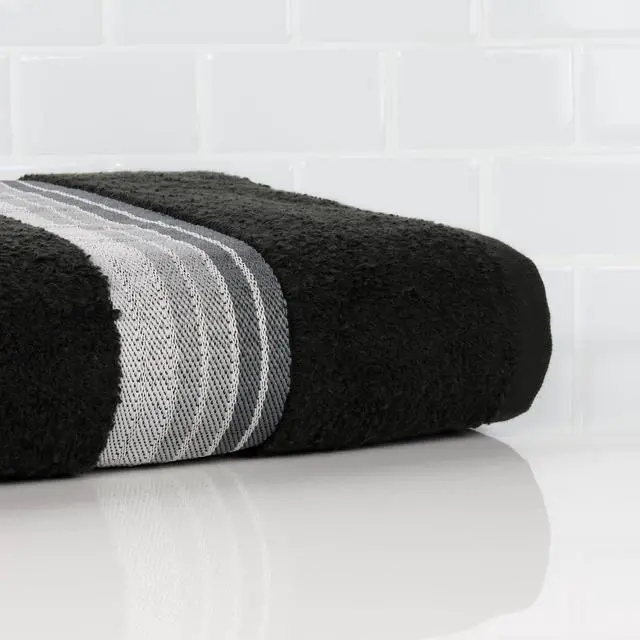 Alt view image 5 of 5 - (2 pack) Mainstays Basic Bath Towel, 100% Cotton, Black, 27 in x 52 in