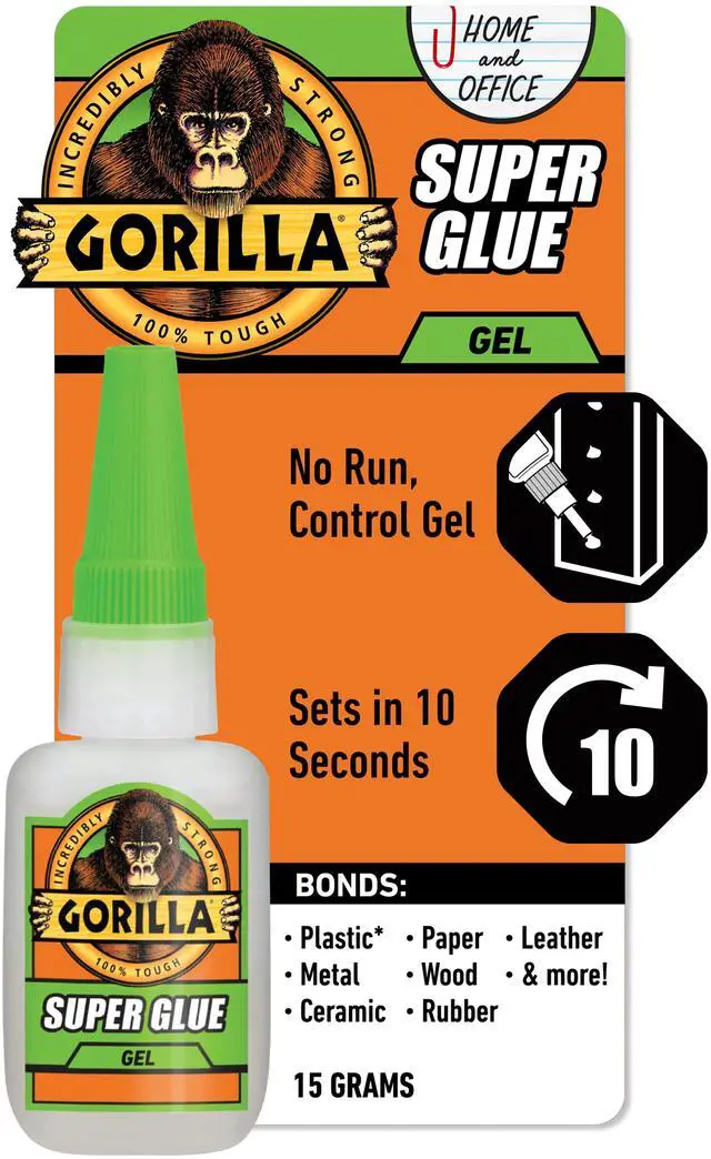 Main image of Gorilla Glue Clear Super Glue Gel Bottle, 15 Grams, Drying Time for Light Handling after 1-5 Minutes