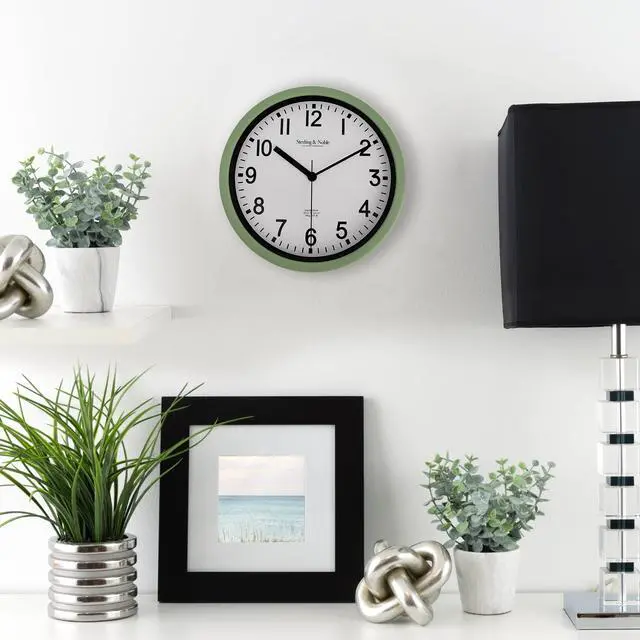 Alt view image 4 of 5 - Mainstays Basic Indoor 8.78\" Sage Analog Round Modern Wall Clock