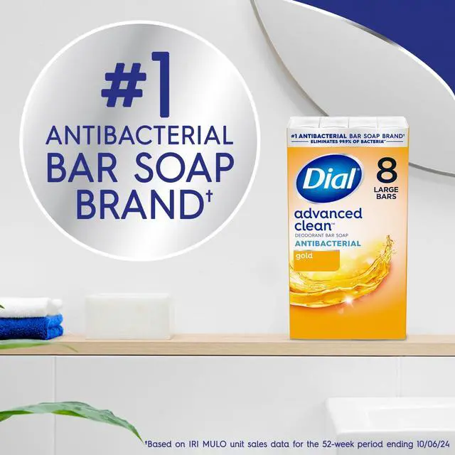 Alt view image 5 of 5 - Dial Gold Antibacterial Deodorant Bar Soap, Advanced Clean Deep Cleanse Bar, 4 oz, 8 Bars