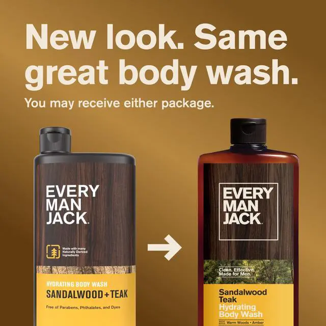 Alt view image 5 of 5 - Every Man Jack Sandalwood Teak Hydrating Body Wash for Men, Naturally Derived, Warm Wood, Amber, 16.9 fl oz, 1 Count