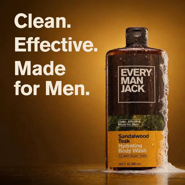 Alt view image 3 of 5 - Every Man Jack Sandalwood Teak Hydrating Body Wash for Men, Naturally Derived, Warm Wood, Amber, 16.9 fl oz, 1 Count
