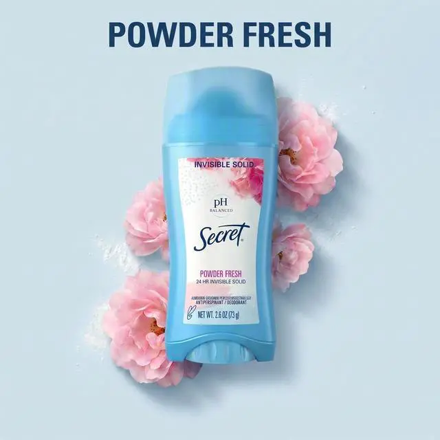Alt view image 4 of 5 - Secret Invisible Solid Antiperspirant Deodorant, Powder Fresh, 2.6 oz, Twin Pack