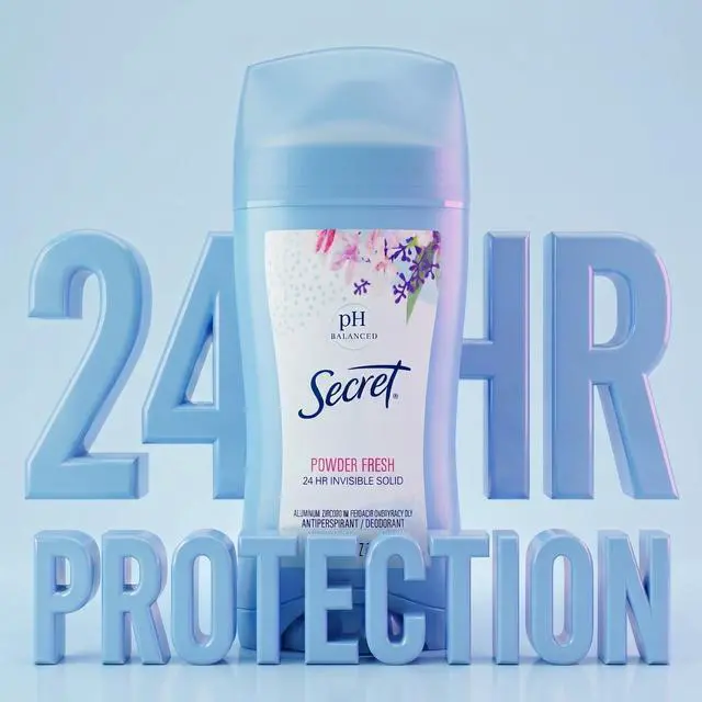 Alt view image 5 of 5 - Secret Invisible Solid Antiperspirant Deodorant, Powder Fresh, 2.6 oz, Twin Pack