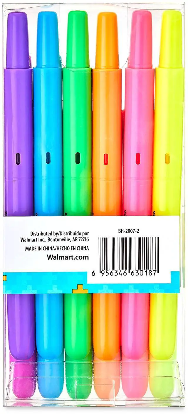Alt view image 6 of 6 - Pen+Gear Retractable Highlighters, Chisel Tip, Assorted Colors, Multi Colored Ink,12 Count