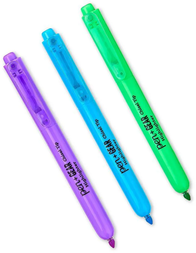 Alt view image 3 of 6 - Pen+Gear Retractable Highlighters, Chisel Tip, Assorted Colors, Multi Colored Ink,12 Count