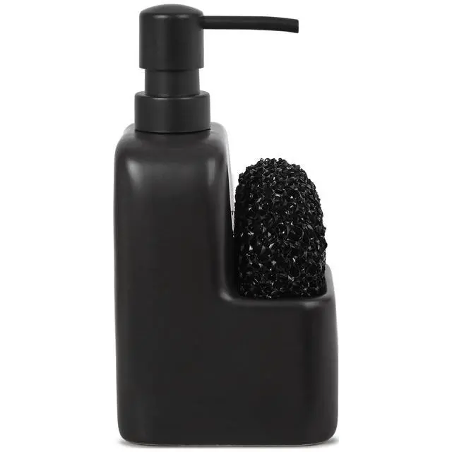 Alt view image 2 of 5 - Mainstays Ceramic Soap Dispenser with Sponge Caddy, Black