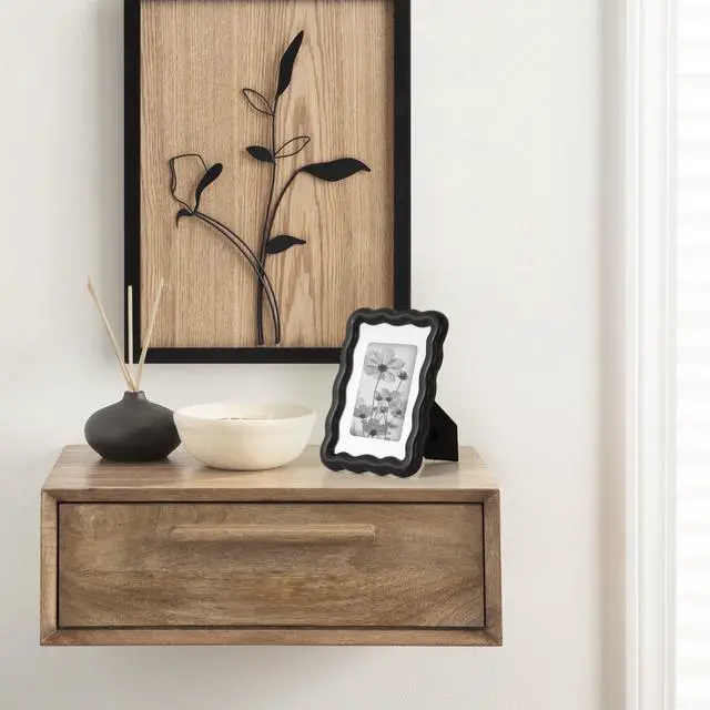 Alt view image 3 of 5 - Mainstays 5 x 7 Black Wavy Tabletop Picture Frame, Fits 3.5 x 5 Photo with Mat