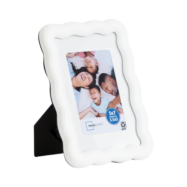 Alt view image 5 of 6 - Mainstays 5 x 7 White Wavy Tabletop Picture Frame, Holds 3.5 x 5 with Mat