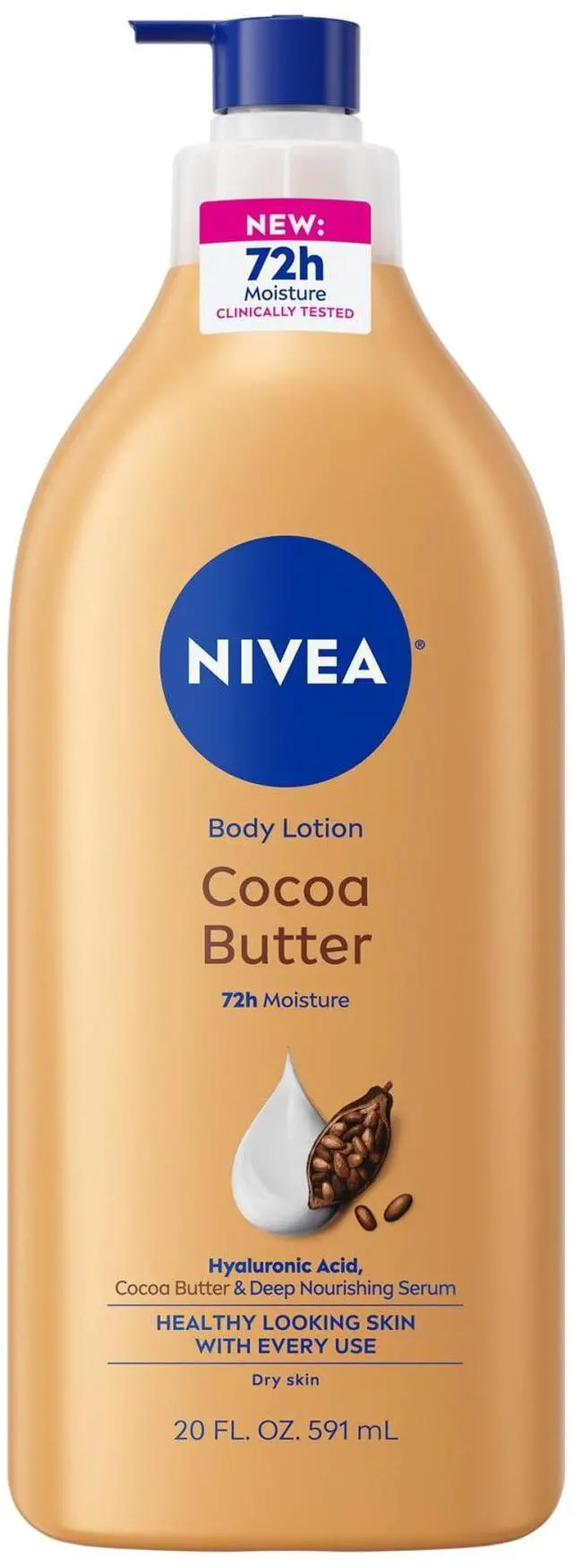 Main image of NIVEA Cocoa Butter Body Lotion for Dry Skin with Hyaluronic Acid, 72Hr Moisturizer, 20 fl oz