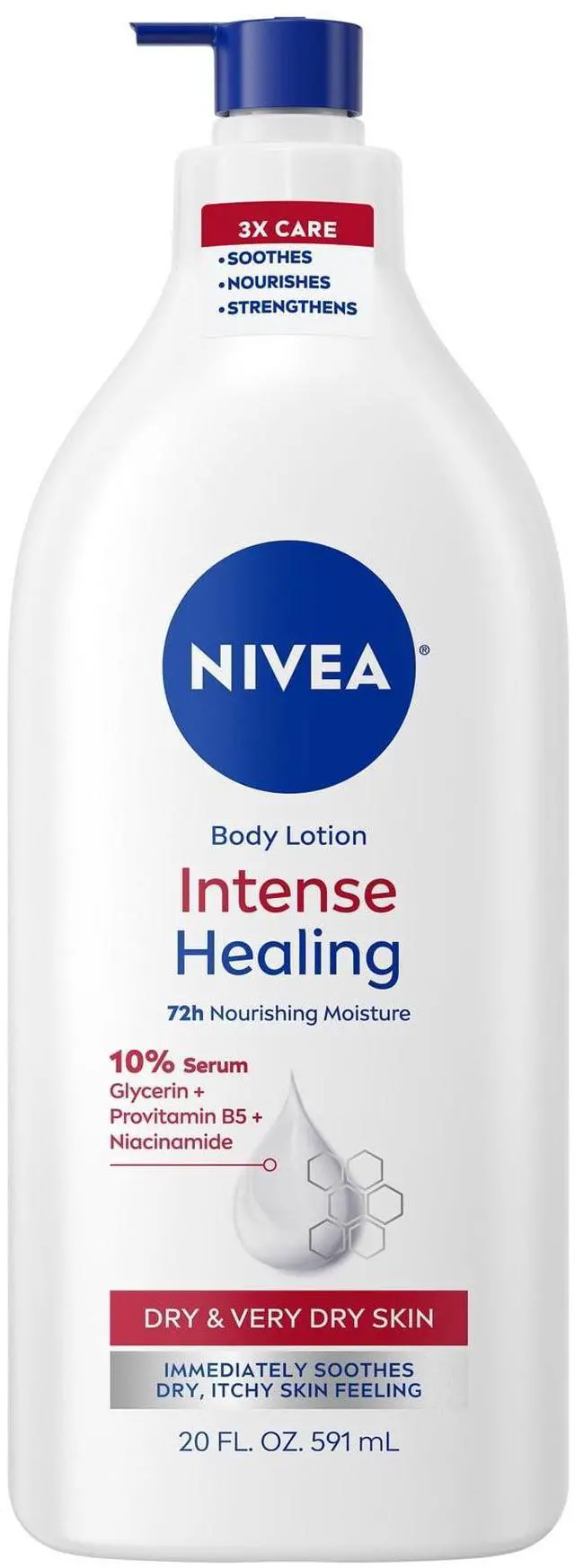 Main image of NIVEA Intense Healing Body Lotion for Very Dry and Itchy Skin, 72Hr Moisturizer, 20 fl oz