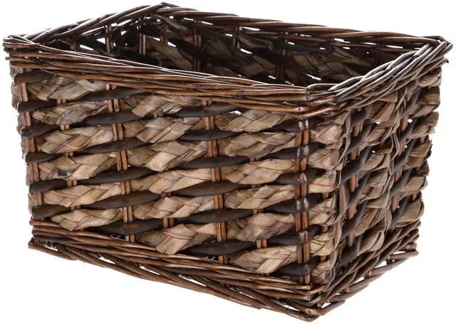 Main image of Mainstays Brown Rectangle Willow & Rush Storage Basket