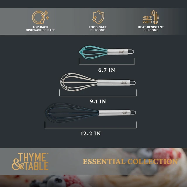 Alt view image 2 of 5 - Thyme & Table 3-Piece Silicone Whisk Set, Multi Size