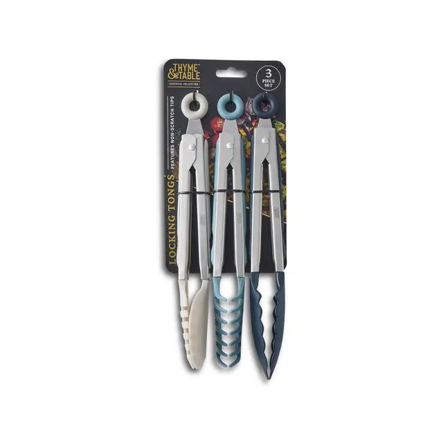 Alt view image 2 of 6 - Thyme & Table Heat Resistant Silicone Locking Tongs (3 Count)